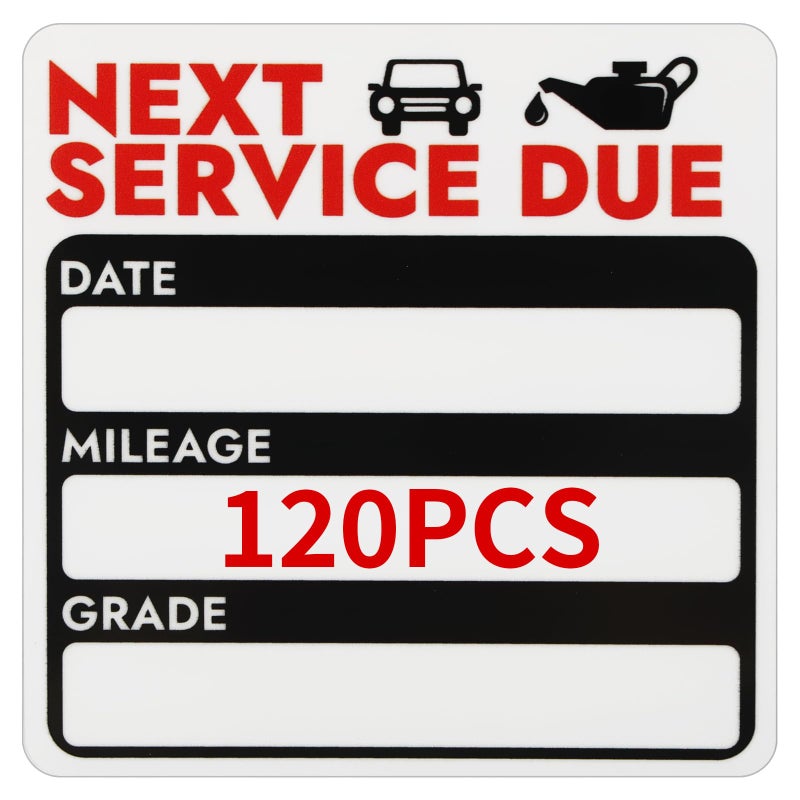 Mkobon 120 Pcs 2x2 Inches Oil Change Stickers, Next Service Due Sticker for Windshield, Strong Adhesion and No Residue, Clear Decals Labels for Car Auto Vehicles Window - Image 1