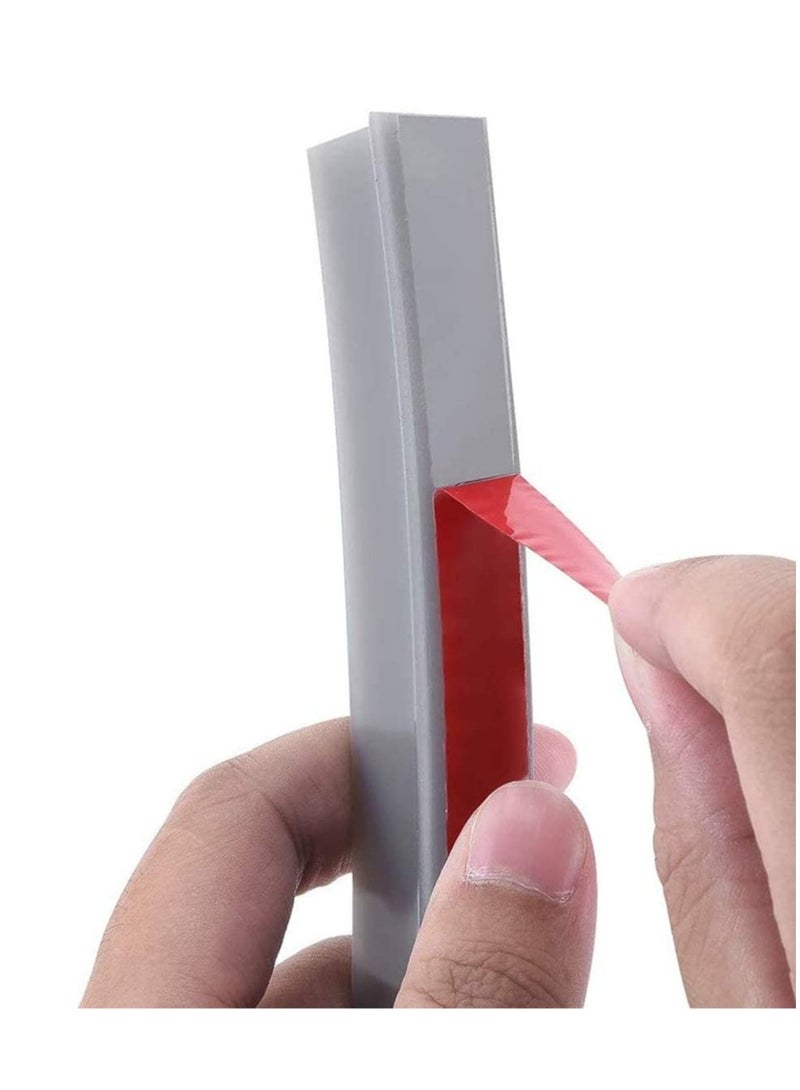 Collapsible Threshold Water Dam Self-Adhesive Shower Barrier Bathroom And Kitchen Stopper, Home Retention System, Waterproof Flow Block Seal Strip Gray 1.1M  - Image 5