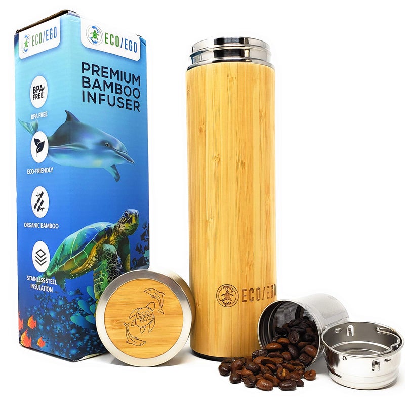 ECO/EGO كوب بامبو عضوي ECO/EGO مصنوع في الولايات المتحدة الأمريكية للشاي والفواكه والقهوة الخشنة المطحونة. 20 أوقية (600 مل) - Image 1