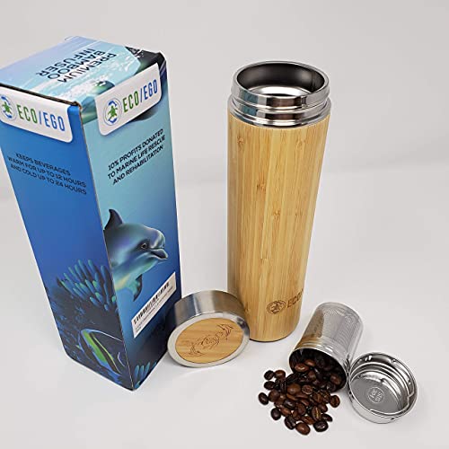 ECO/EGO كوب بامبو عضوي ECO/EGO مصنوع في الولايات المتحدة الأمريكية للشاي والفواكه والقهوة الخشنة المطحونة. 20 أوقية (600 مل) - Image 5