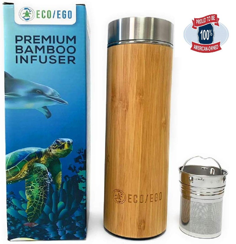 ECO/EGO كوب بامبو عضوي ECO/EGO مصنوع في الولايات المتحدة الأمريكية للشاي والفواكه والقهوة الخشنة المطحونة. 20 أوقية (600 مل) - Image 2