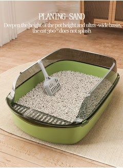 Generic Semi-Enclosed Sifting Litter Box Anti-Splash with Spoon Kitten Open Top Litter Tray High Sides Cat Litter Box Cat Travel Toilet(Black)  - Image 3