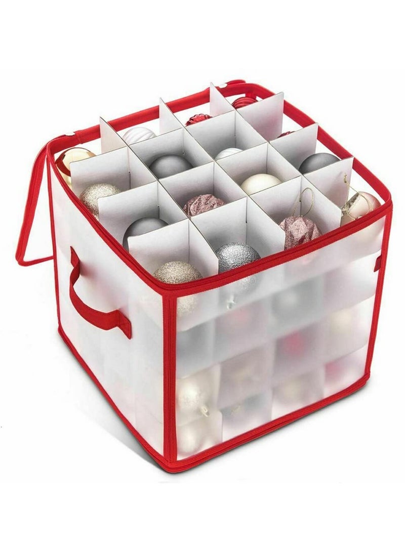 Generic 64 Baubles Storage Box Christmas Balls Storage Organizer with Adjustable Dividers Xmas Tree Decorations Organizer for Holiday Ornaments Container for Kids Home Organization - Image 1