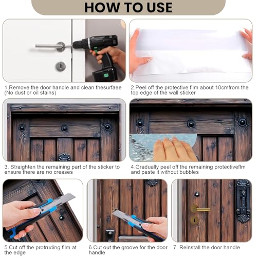 BVBOX 3D Door Stickers, Peel and Stick Vinyl Wallpaper, Self-Adhesive Mural for Home Decor 30.3" W x 78.7" H - Image 5
