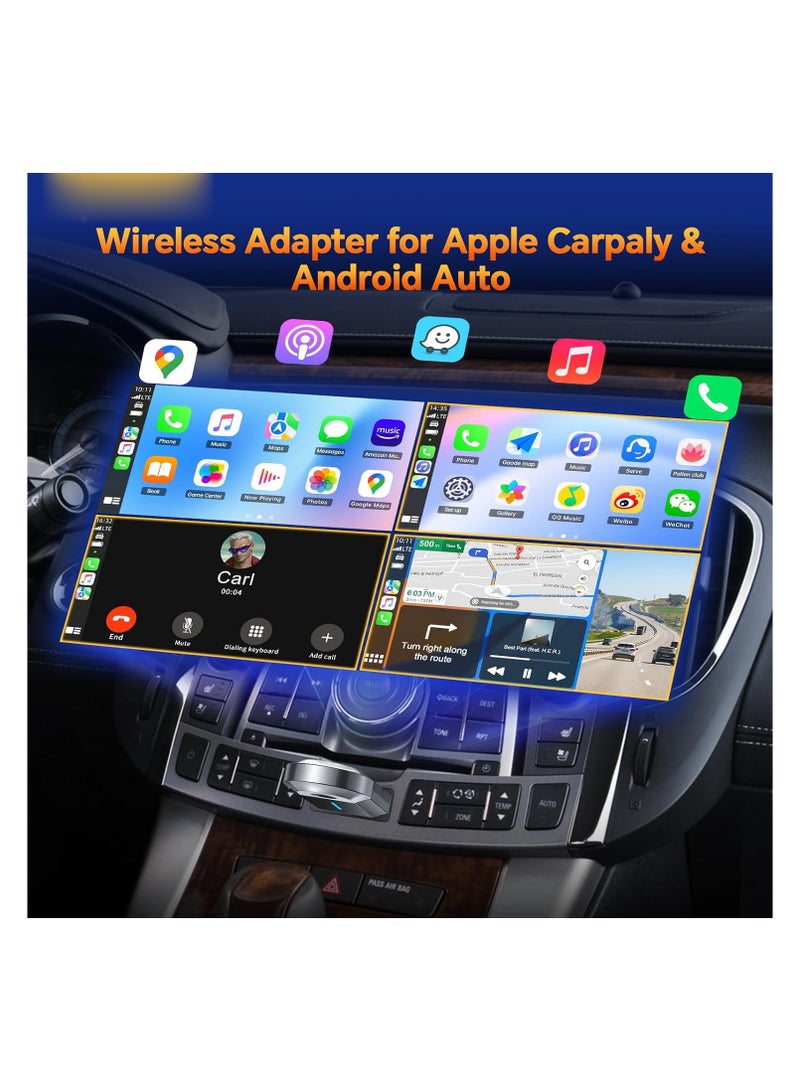 SYOSI محول CarPlay لاسلكي لأجهزة Apple ومحول سيارة Android اللاسلكي، 2 في 1، واي فاي 5 جيجاهرتز، يدعم OTA، Type-C/USB Plug & Play، يتطلب CarPlay سلكيًا، إعادة الاتصال التلقائي، تحويل CarPlay السلكي إلى لاسلكي - Image 2