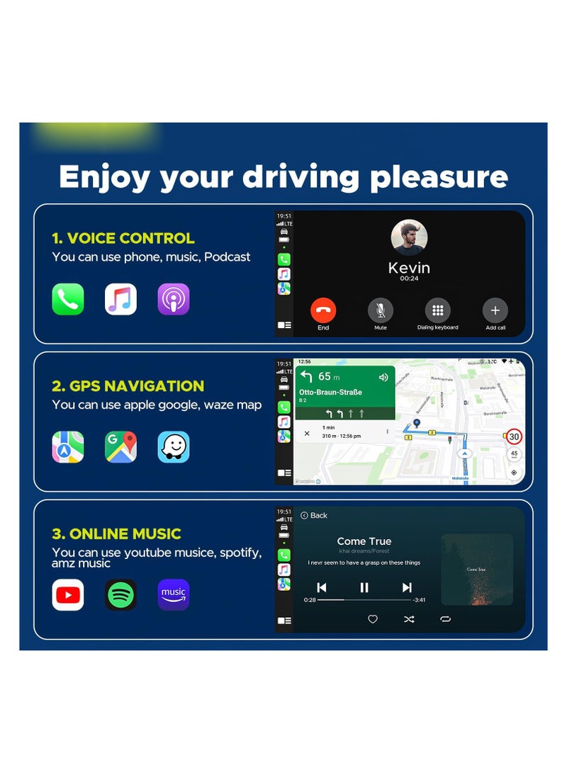 SYOSI محول CarPlay لاسلكي لأجهزة Apple ومحول سيارة Android اللاسلكي، 2 في 1، واي فاي 5 جيجاهرتز، يدعم OTA، Type-C/USB Plug & Play، يتطلب CarPlay سلكيًا، إعادة الاتصال التلقائي، تحويل CarPlay السلكي إلى لاسلكي - Image 3