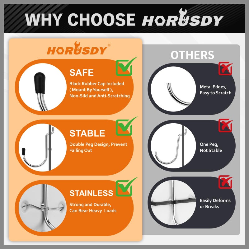 Horusdy 309 Pcs Pegboard Hooks Assortment Kit - 17 Types Heavy Duty Peg Board Hooks & Organizer Accessories - Fits 1/8 & 1/4 Inch Pegboard Durable Metal Wall Hooks For Garage Kitchen Workshop - Image 5