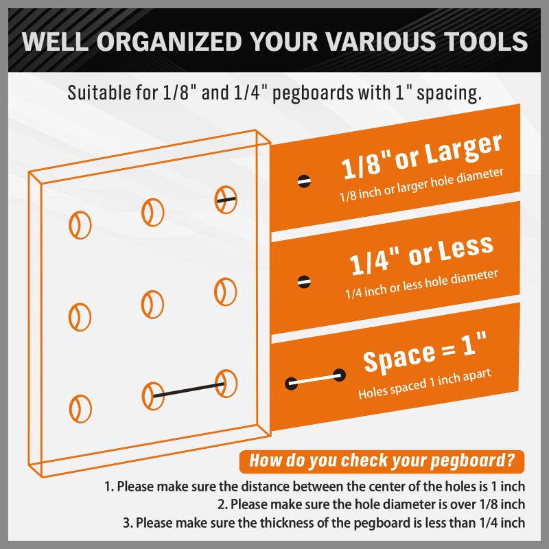 Horusdy 309 Pcs Pegboard Hooks Assortment Kit - 17 Types Heavy Duty Peg Board Hooks & Organizer Accessories - Fits 1/8 & 1/4 Inch Pegboard Durable Metal Wall Hooks For Garage Kitchen Workshop - Image 4