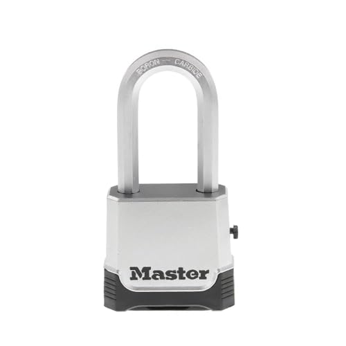 Master Lock Silver Outdoor Combination Lock, Heavy Duty Weather Resistant Padlock with Resettable Code and Cut Resistant Boron Carbide Shackle for Outdoor Use, M176XDLH - Image 1