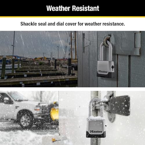 Master Lock Silver Outdoor Combination Lock, Heavy Duty Weather Resistant Padlock with Resettable Code and Cut Resistant Boron Carbide Shackle for Outdoor Use, M176XDLH - Image 4