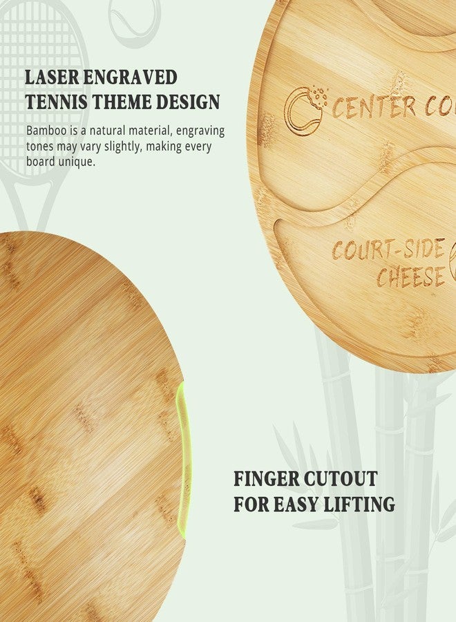 DWATAN Tennis Ball Charcuterie Board, 12" Bamboo Snack Tray with 3 Sections, Round Serving Board for Parties & Kitchen Snacks, Funny Tennis Gifts for Men & Women - Image 4
