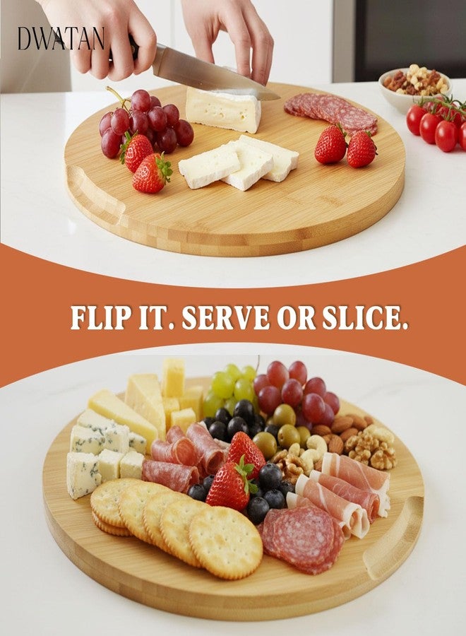 DWATAN Tennis Ball Charcuterie Board, 12" Bamboo Snack Tray with 3 Sections, Round Serving Board for Parties & Kitchen Snacks, Funny Tennis Gifts for Men & Women - Image 5