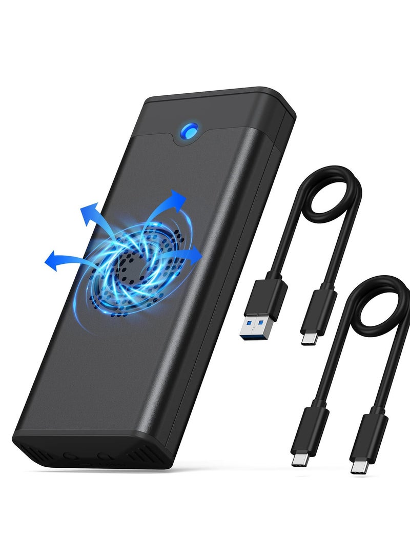 erorex M.2 NVME SATA SSD Enclosure Adapter Reader, with Cooling Fan, Tool-Free USB C 3.1 Gen 2,10 Gbps NVME, 6Gbps SATA,Chips RTL9210B External Solid State Drive for PCIe 2280/2260/2242 M Key - Image 1