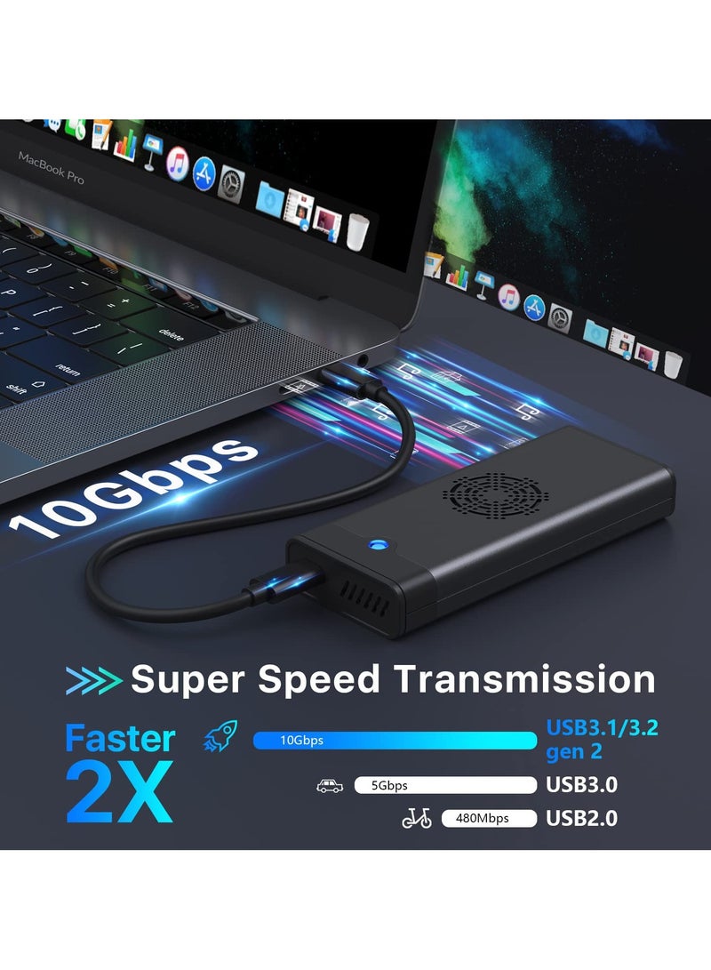 erorex M.2 NVME SATA SSD Enclosure Adapter Reader, with Cooling Fan, Tool-Free USB C 3.1 Gen 2,10 Gbps NVME, 6Gbps SATA,Chips RTL9210B External Solid State Drive for PCIe 2280/2260/2242 M Key - Image 5