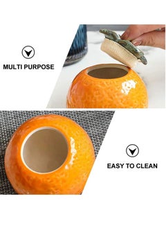 Y&D Storage Container Ceramic Fruit Jar Orange Shape Sugar Bowl Tea Canister Cookie Jars Decorative Food with Lid for Home Decor Multipurpose Box Dining Table Accessories  - Image 3