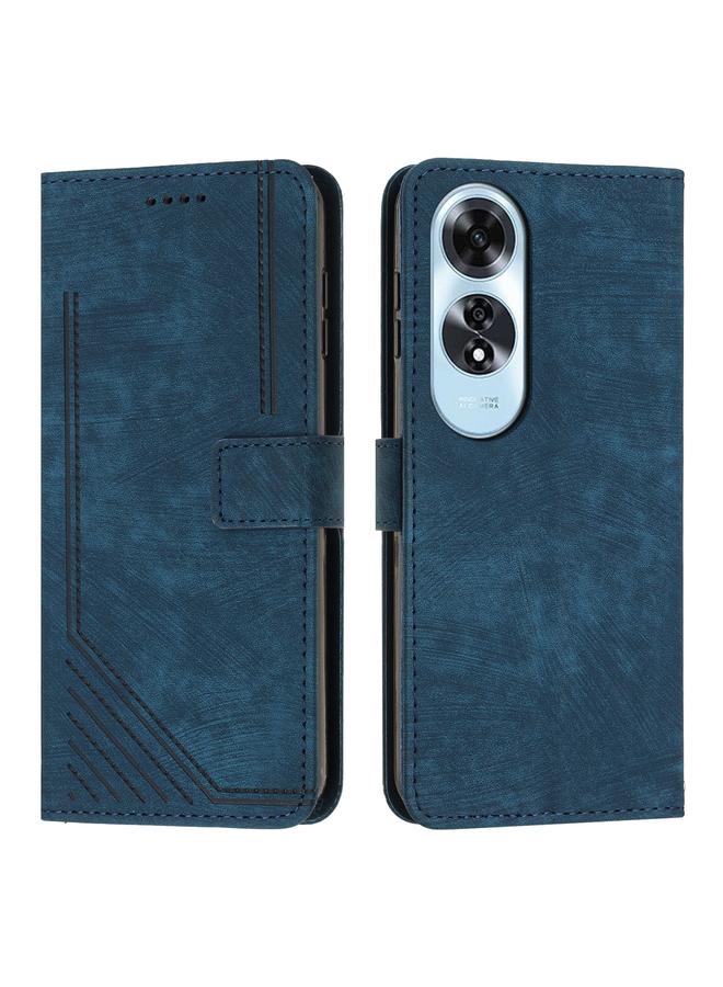 جرين تايجر لـ OPPO A60 4G حافظة هاتف جلدية بنمط شريطي مع حبل (أزرق)