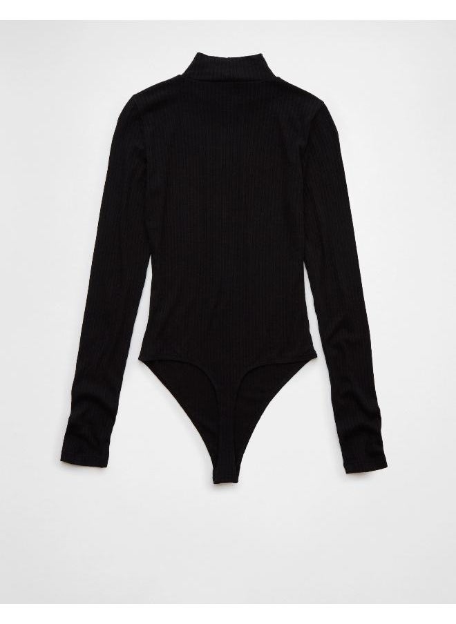 American Eagle - AE Long-Sleeve Mock Neck Pointelle Bodysuit - Image 1
