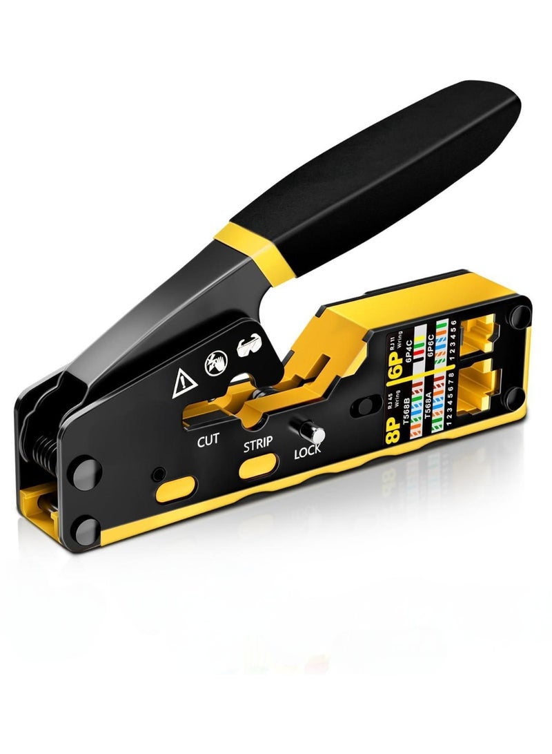 RJ45 Crimp Tool, All-in-One Network Crimping Tool for RJ45/RJ11/RJ12 Connectors, Supports Cat5/Cat5e/Cat6 - Image 1