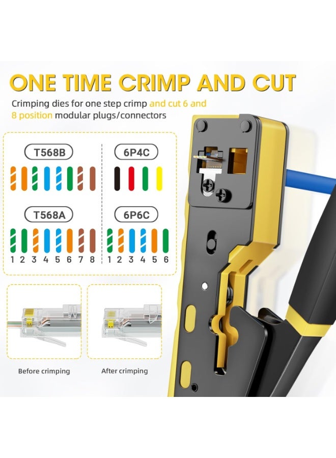 RJ45 Crimp Tool, All-in-One Network Crimping Tool for RJ45/RJ11/RJ12 Connectors, Supports Cat5/Cat5e/Cat6 - Image 5