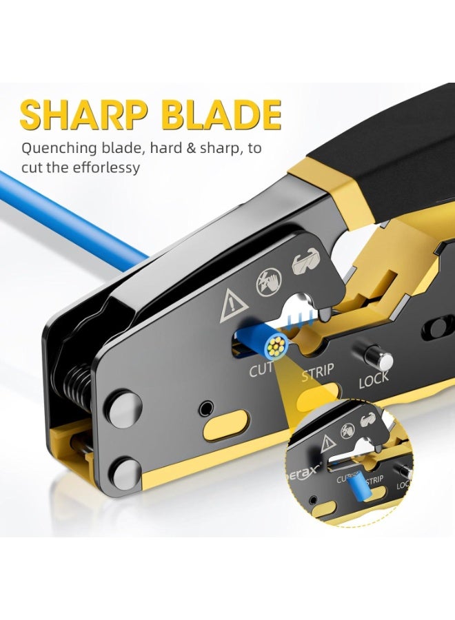 RJ45 Crimp Tool, All-in-One Network Crimping Tool for RJ45/RJ11/RJ12 Connectors, Supports Cat5/Cat5e/Cat6 - Image 3