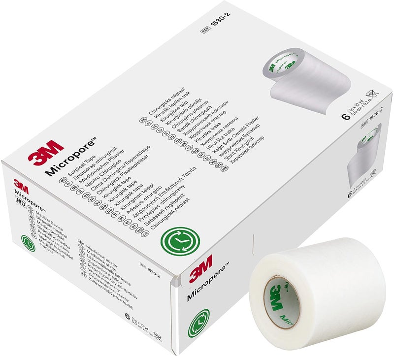 Micropore 3M Paper Tape White 2 Wide 15302 Box of 6 - Image 1