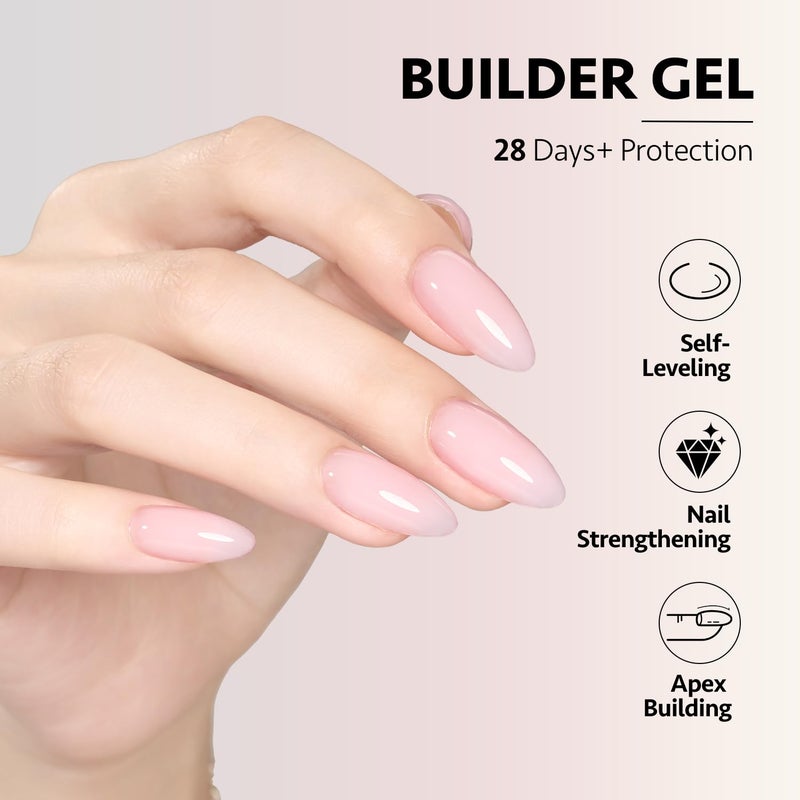 GAOY 6 Colors Builder Gel Set for Nails, Milky White Pink Nude Sheer Jelly Nail Strengthener, Soak Off Nail Extension Hard Gel, Yummy Jelly, Base Coat Top Coat Needed - Image 3