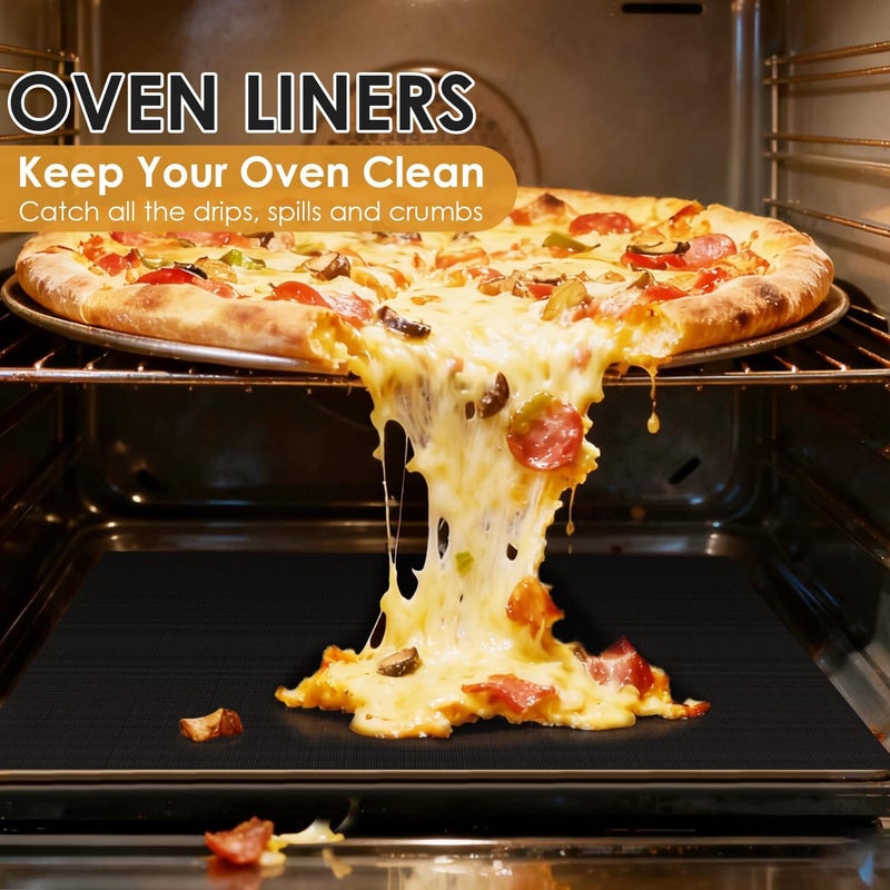 hotec Oven Liners for Bottom of Oven 25"x17", 3 Pack Premium Extra Tick Non-Stick Oven Mat for Electric, Gas, Toaster Ovens, Grills - BPA-Free, Dishwasher Safe - Image 2