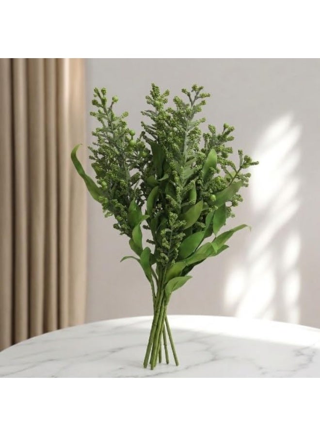 Natural Elegance Bouquet – Artificial Colorful Flowers with Realistic Green Leaves; Long-Lasting Beautiful Decor for Homes, Offices, Weddings, and Ideal for Gifts. (Green / Green) - Image 1