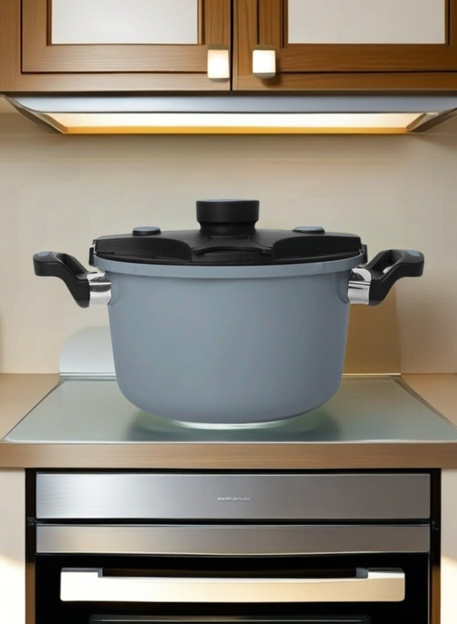 سي&إي طنجرة ضغط صغيرة الحجم ٩.٤٥ بوصة، متعددة الوظائف، مستديرة الشكل، مع طلاء غير لاصق، متوافقة مع مواقد الحث، والغاز، ومواقد الحث المفتوحة، وعاء طهي عالمي، مناسب للاستخدام المنزلي والحفلات (أزرق) - Image 1