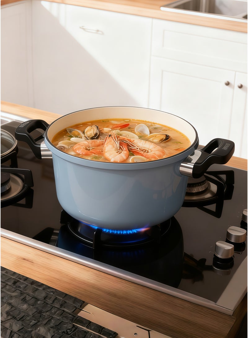 سي&إي طنجرة ضغط صغيرة الحجم ٩.٤٥ بوصة، متعددة الوظائف، مستديرة الشكل، مع طلاء غير لاصق، متوافقة مع مواقد الحث، والغاز، ومواقد الحث المفتوحة، وعاء طهي عالمي، مناسب للاستخدام المنزلي والحفلات (أزرق) - Image 4