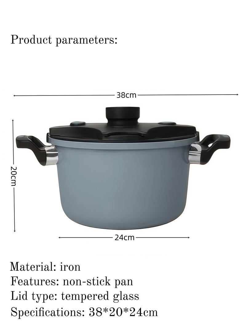 سي&إي طنجرة ضغط صغيرة الحجم ٩.٤٥ بوصة، متعددة الوظائف، مستديرة الشكل، مع طلاء غير لاصق، متوافقة مع مواقد الحث، والغاز، ومواقد الحث المفتوحة، وعاء طهي عالمي، مناسب للاستخدام المنزلي والحفلات (أزرق) - Image 2