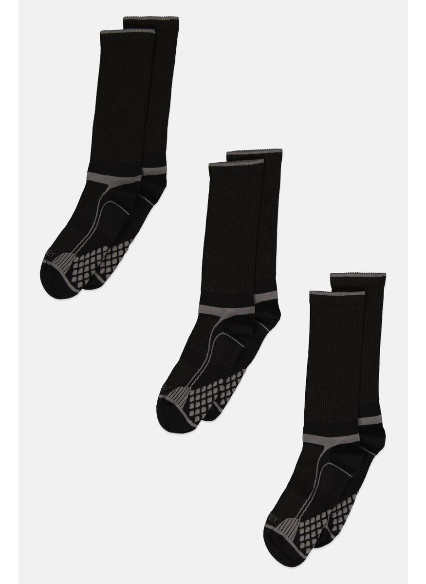 JOCKEY - Men 3 Pair Diamond Cushion Comfort Crew Socks, Black - Image 1