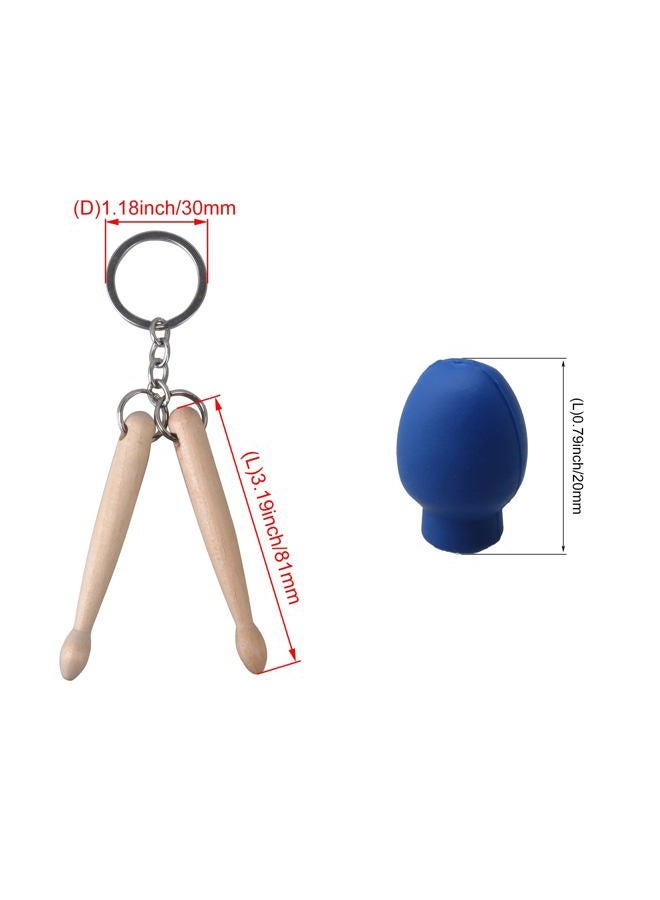 Mxfans 2x Mini Wooden Drum Sticks Keychain Percussion Gift Blue Drumstick Head - Image 4