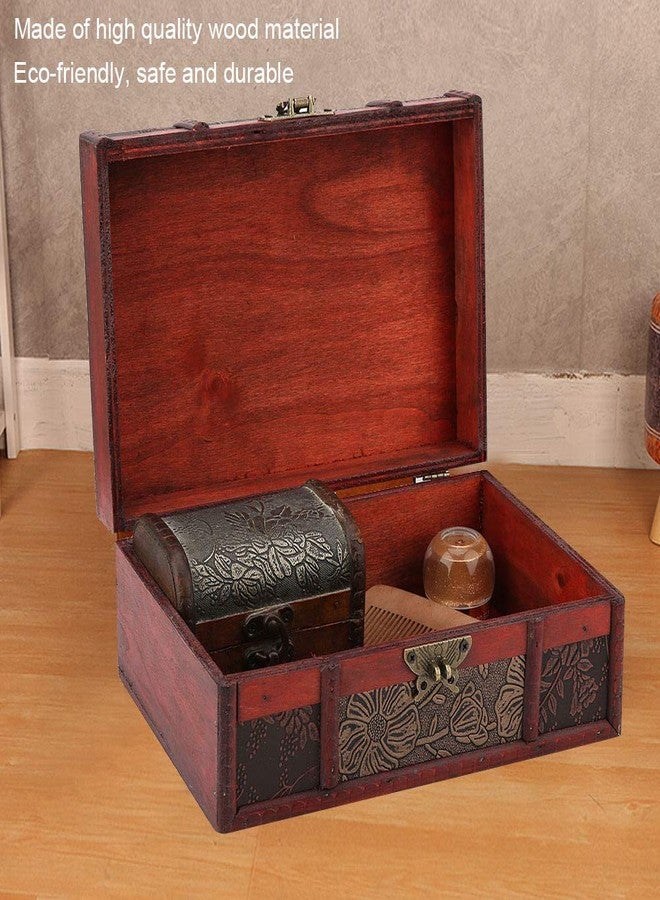 HURRISE Secure Wooden Jewelry Box with Lock - Compact Storage Organizer for Rings, Necklaces & Keepsakes, Vintage Decorative Design - Image 3