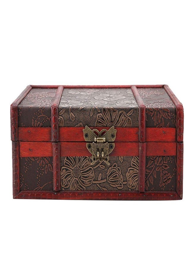 HURRISE Secure Wooden Jewelry Box with Lock - Compact Storage Organizer for Rings, Necklaces & Keepsakes, Vintage Decorative Design - Image 2