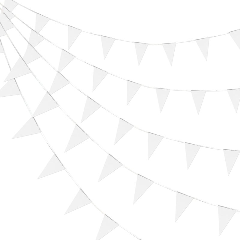 Consummate 100 Feet White Blank Pennant Banners Flags String Hanging Triangle Bunting DIY Flags for Grand OpeningWeddingKids BirthdayParty Decorations60 PCS