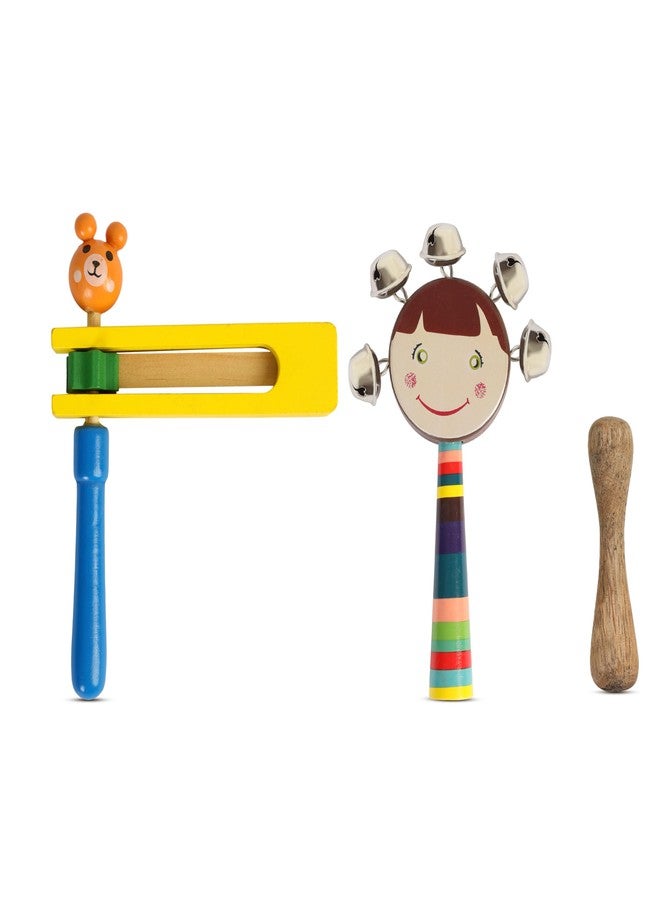 DIETURY Wooden Baby Rattle & Teether Toy Set of 3 for Newborns | Natural Handcrafted Musical Rattle Toys | Safe Non-Toxic Wooden Sensory & Teething Toys for Babies and Infants (0-24 Months) - Image 1