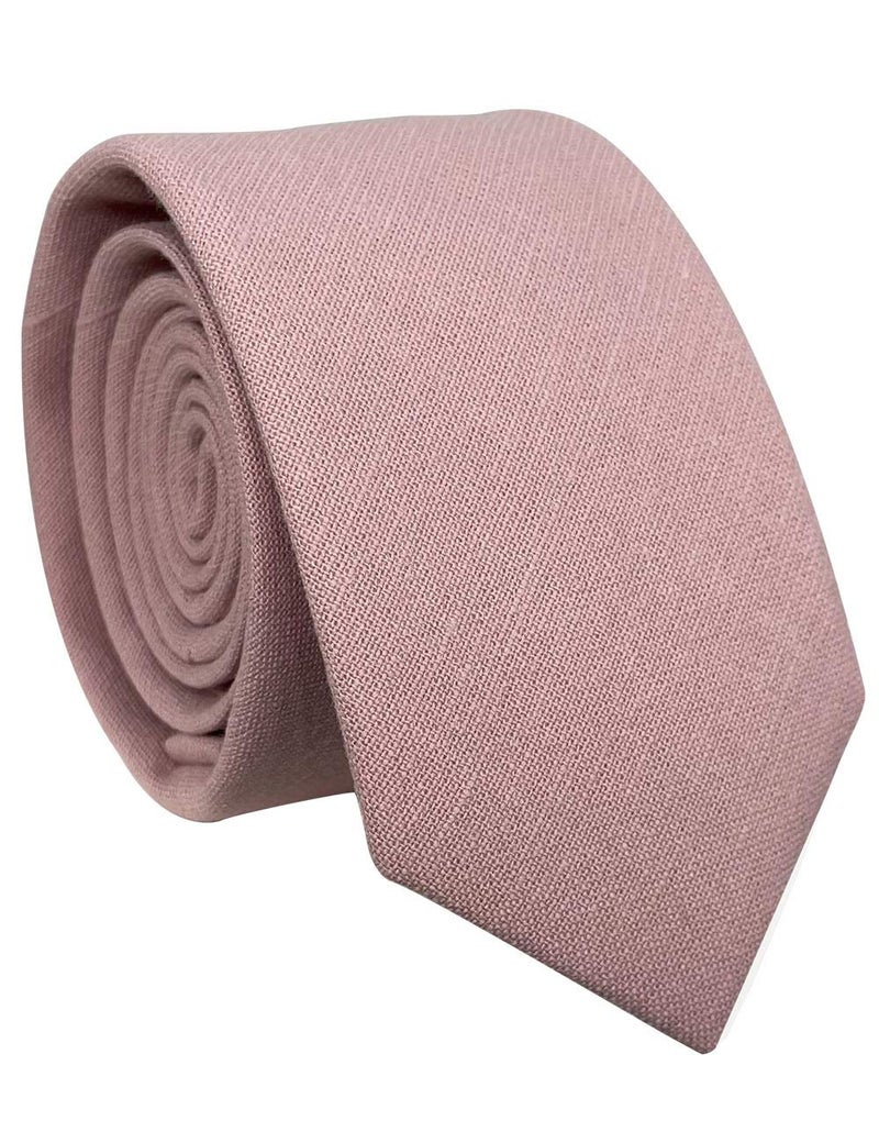 Kebocis Mens Solid Color Cotton Necktie Regular Tie for Men, Blush Pink - Image 1