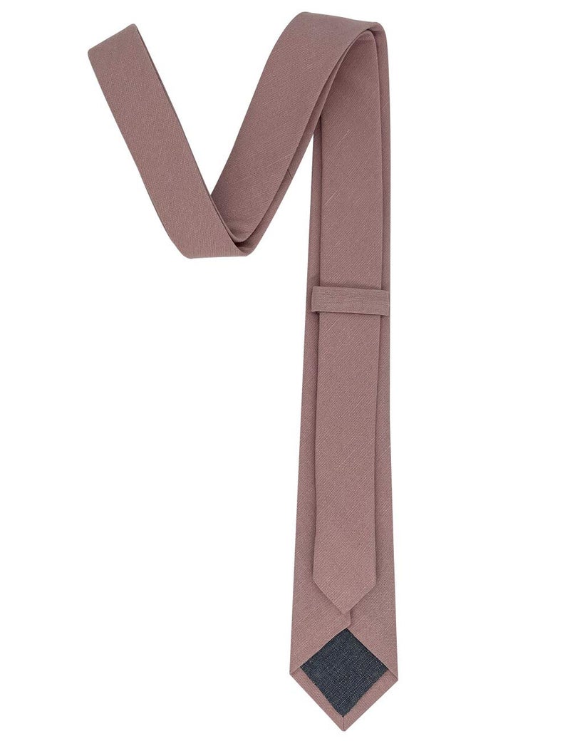 Kebocis Mens Solid Color Cotton Necktie Regular Tie for Men, Blush Pink - Image 3