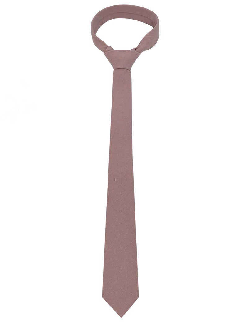 Kebocis Mens Solid Color Cotton Necktie Regular Tie for Men, Blush Pink - Image 4