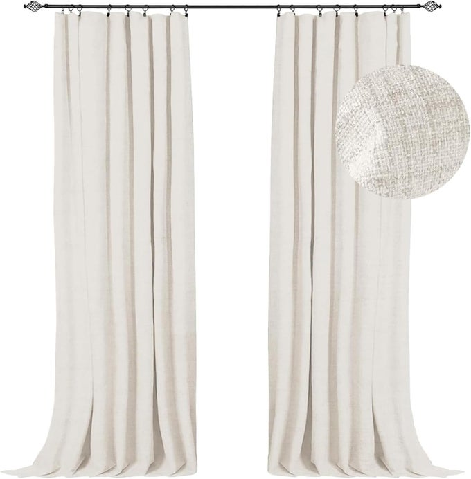 100 BLACKOUT SHIELD FULL BLACKOUT CURTAINS FOR BEDROOM 108 INCH LENGTH 2 PANELS SET CLIP RINGSROD POCKET FAUX LINEN BLACK OUT CURTAINS FOR LIVING ROOM THERMAL INSULATED 50WX108L BEIGE