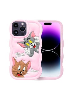 Silicone Case With Microfiber Lining 3D Sweet Shapes For Apple iPhone 11 Pro Max (Tom & Jerry) (Pink)