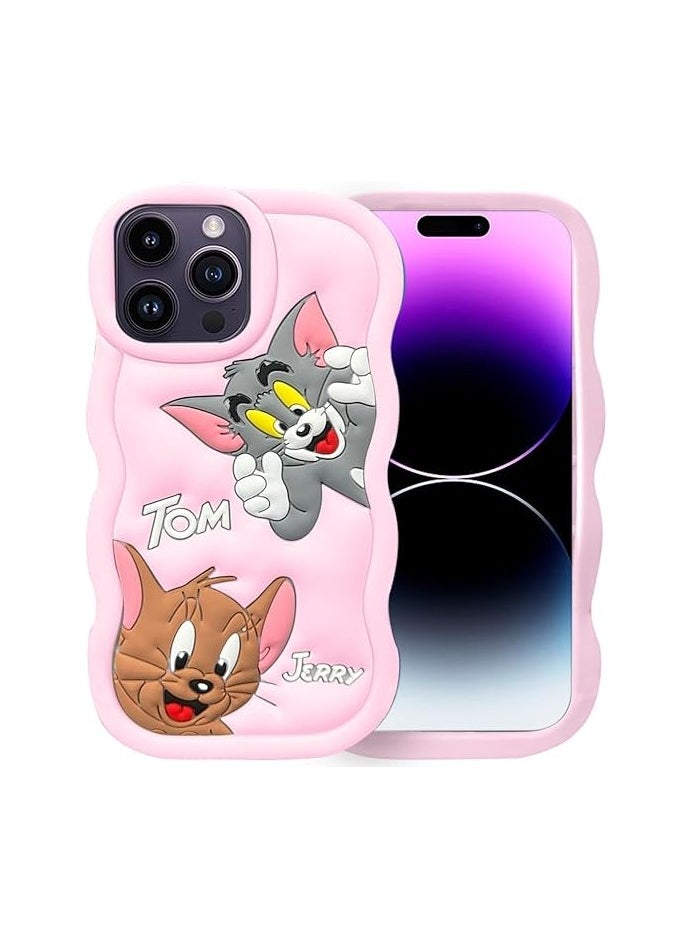 Generic - Silicone Case With Microfiber Lining 3D Sweet Shapes For Apple iPhone 11 Pro Max (Tom & Jerry) (Pink) - Image 1