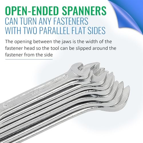 AGRICO TATA Chrome Vanadium Steel Open Jaw Spanner Set/Wrench Set/Tool Kit Multipurpose Home Use and Professional Spanners Corrosion Resistant Chrome Plating DOE Jaw Spanners- (Silver Set of 8) - Image 4