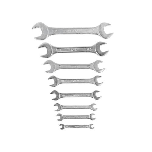 AGRICO TATA Chrome Vanadium Steel Open Jaw Spanner Set/Wrench Set/Tool Kit Multipurpose Home Use and Professional Spanners Corrosion Resistant Chrome Plating DOE Jaw Spanners- (Silver Set of 8) - Image 1