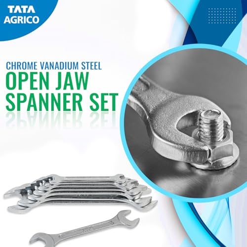 AGRICO TATA Chrome Vanadium Steel Open Jaw Spanner Set/Wrench Set/Tool Kit Multipurpose Home Use and Professional Spanners Corrosion Resistant Chrome Plating DOE Jaw Spanners- (Silver Set of 8) - Image 2