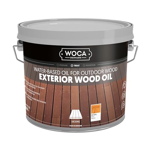 WOCA Denmark - Exterior Wood Oil - Water Based Penetrating Stain for Outdoor Wood Decks, Fences, Siding and Furniture - 2.5L - Natural - Image 1