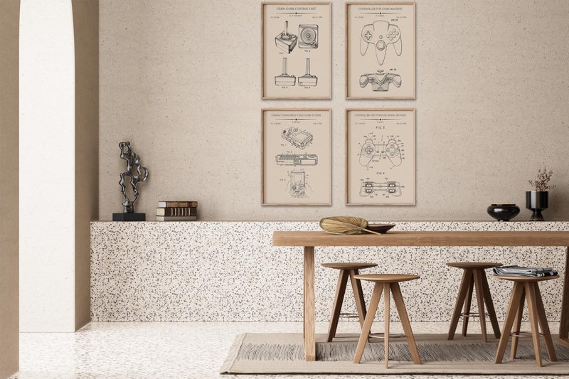Poster Master 4-Piece Gaming Blueprint Poster - Video Game Patent Print - Joystick Art - Controller Illustration - Technical Design - Gameboy Design - Office or Kid's Room Decor - 8x10 UNFRAMED - Image 5