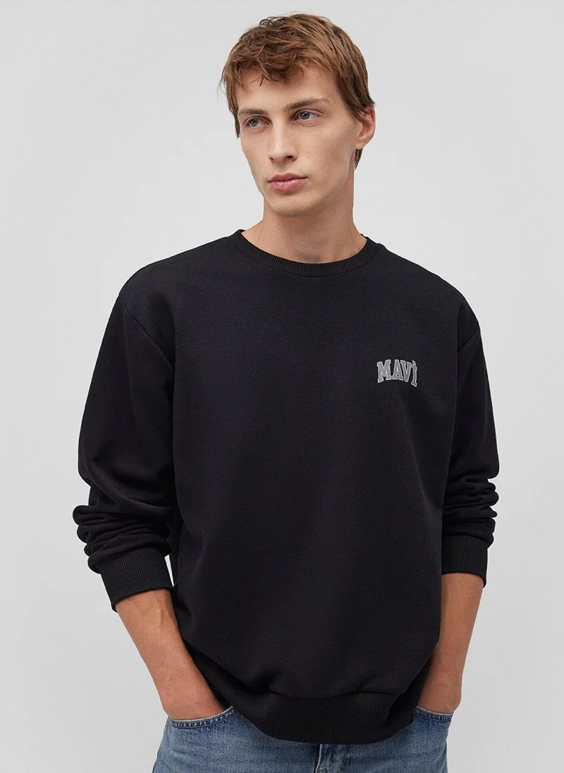 MAVI Mavi Logo Printed Black Sweatshirt