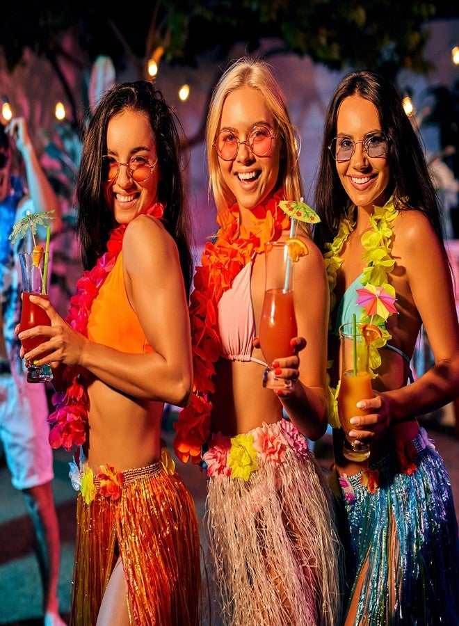 Breroa 210 Pieces Hawaiian Luau Assorted Picks Tropical Cocktail Bamboo Toothpicks Green Tropical Coconut Palm Summer Day Paper Umbrellas and Colorful Drink Umbrellas for Luau Hawaii Beach Party - Image 5